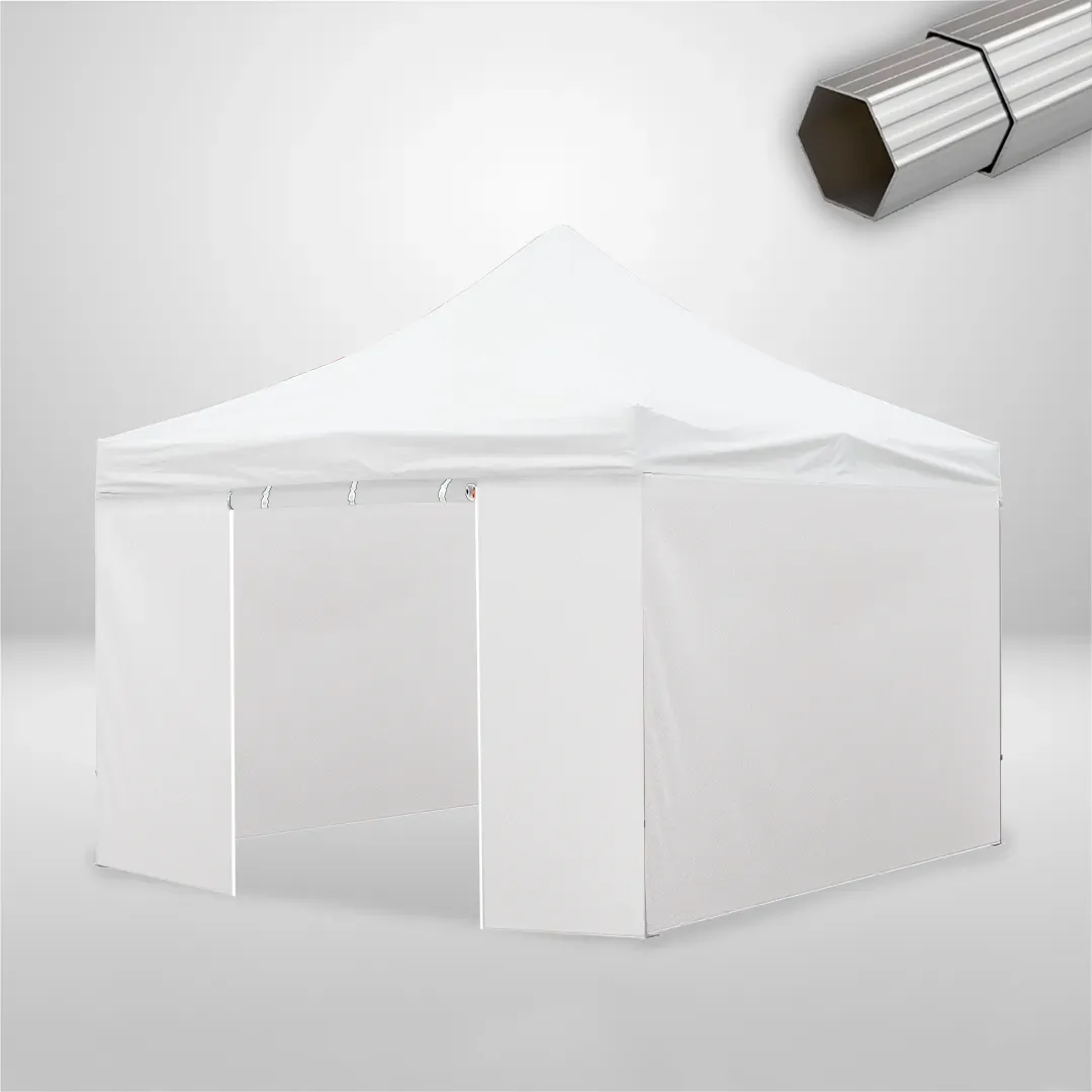 Carpa Plegable 4x4 m, Gama ELITE 50mm, 3 laterales lisos y 1 lateral con puerta, blanco 1 Carpa Plegable 4x4 m, Gama ELITE 50mm, 3 laterales lisos y 1 lateral con puerta, blanco