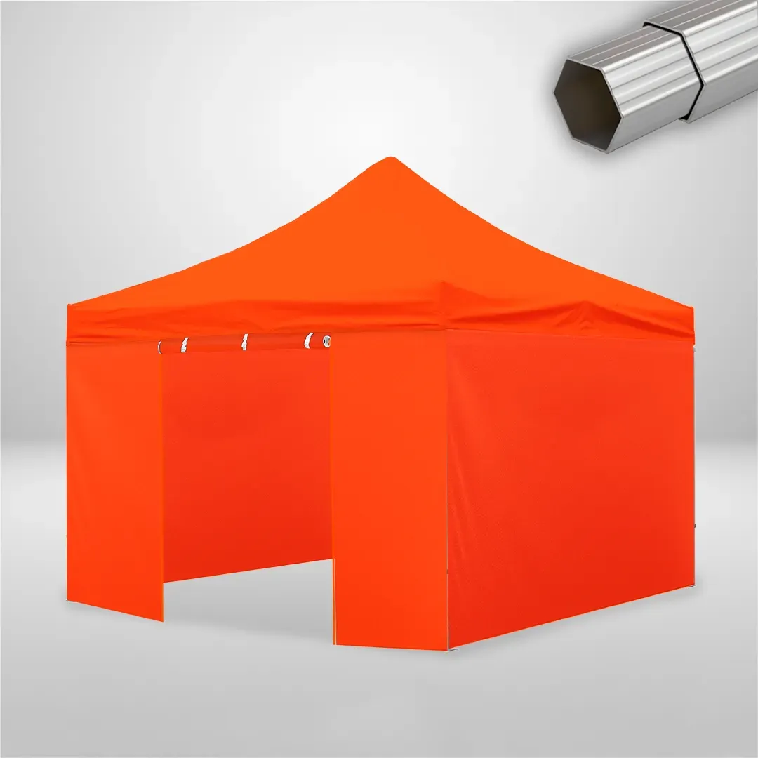 Carpa Plegable 4x4 m, Gama ELITE 50mm, 3 laterales lisos y 1 lateral con puerta, naranja 1 Carpa Plegable 4x4 m, Gama ELITE 50mm, 3 laterales lisos y 1 lateral con puerta, naranja