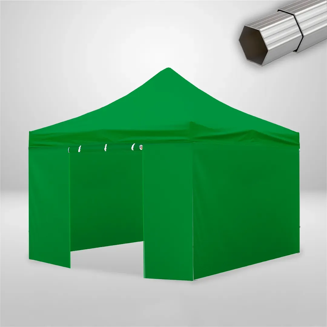 Carpa Plegable 4x4 m, Gama ELITE 50mm, 3 laterales lisos y 1 lateral con puerta, verde botella 1 Carpa Plegable 4x4 m, Gama ELITE 50mm, 3 laterales lisos y 1 lateral con puerta, verde botella