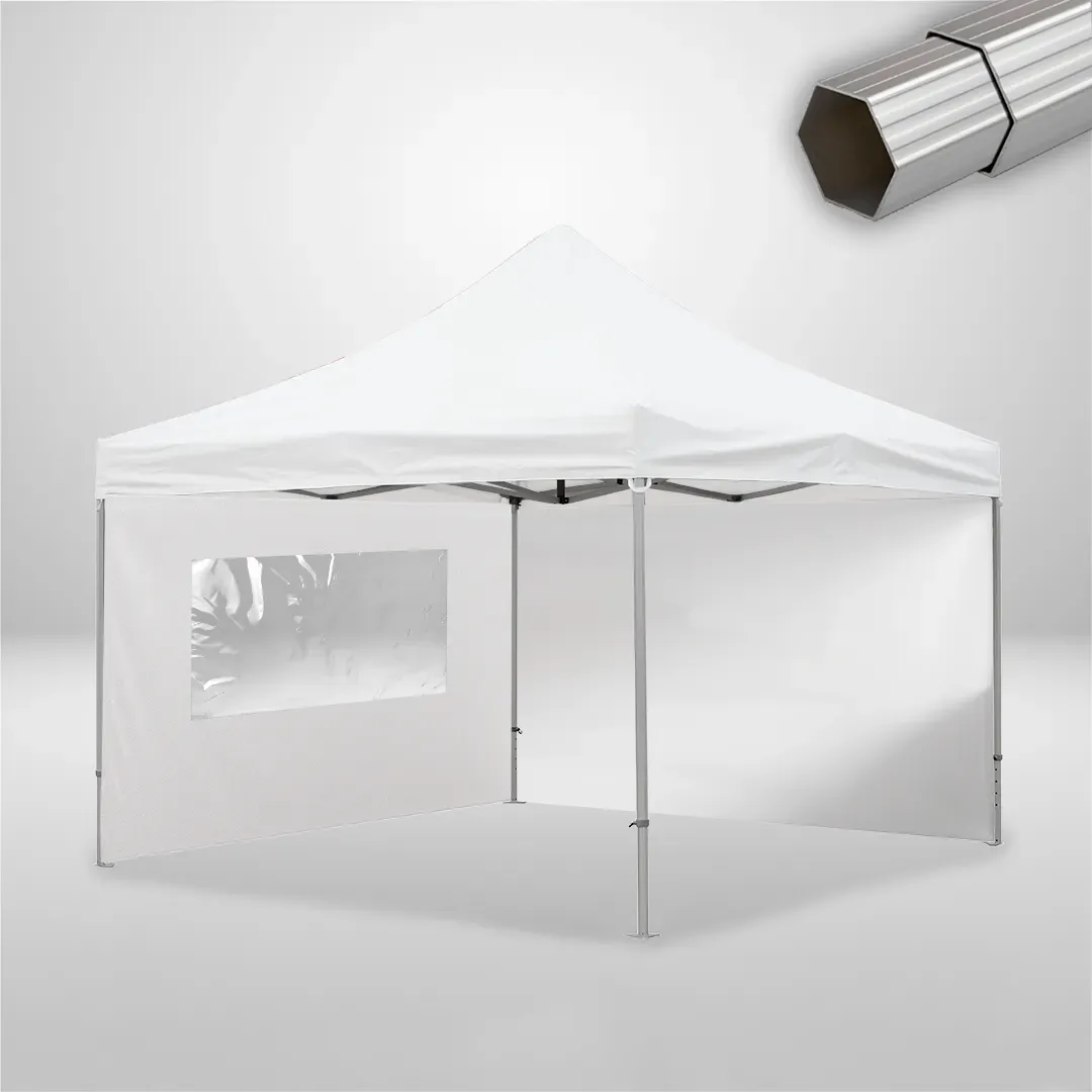 Carpa Plegable 4x4 m, Gama ELITE 50mm, 1 lateral liso y 1 lateral con ventana, blanco 1 Carpa Plegable 4x4 m, Gama ELITE 50mm, 1 lateral liso y 1 lateral con ventana, blanco