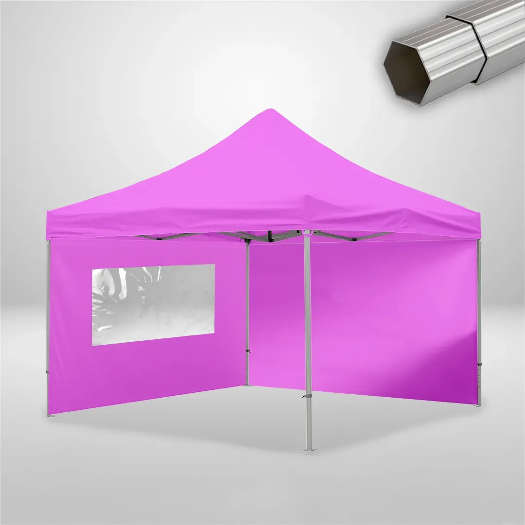 Carpa Plegable 4x4 m, Gama ELITE 50mm, 1 lateral liso y 1 lateral con ventana, rosa 1 Carpa Plegable 4x4 m, Gama ELITE 50mm, 1 lateral liso y 1 lateral con ventana, rosa