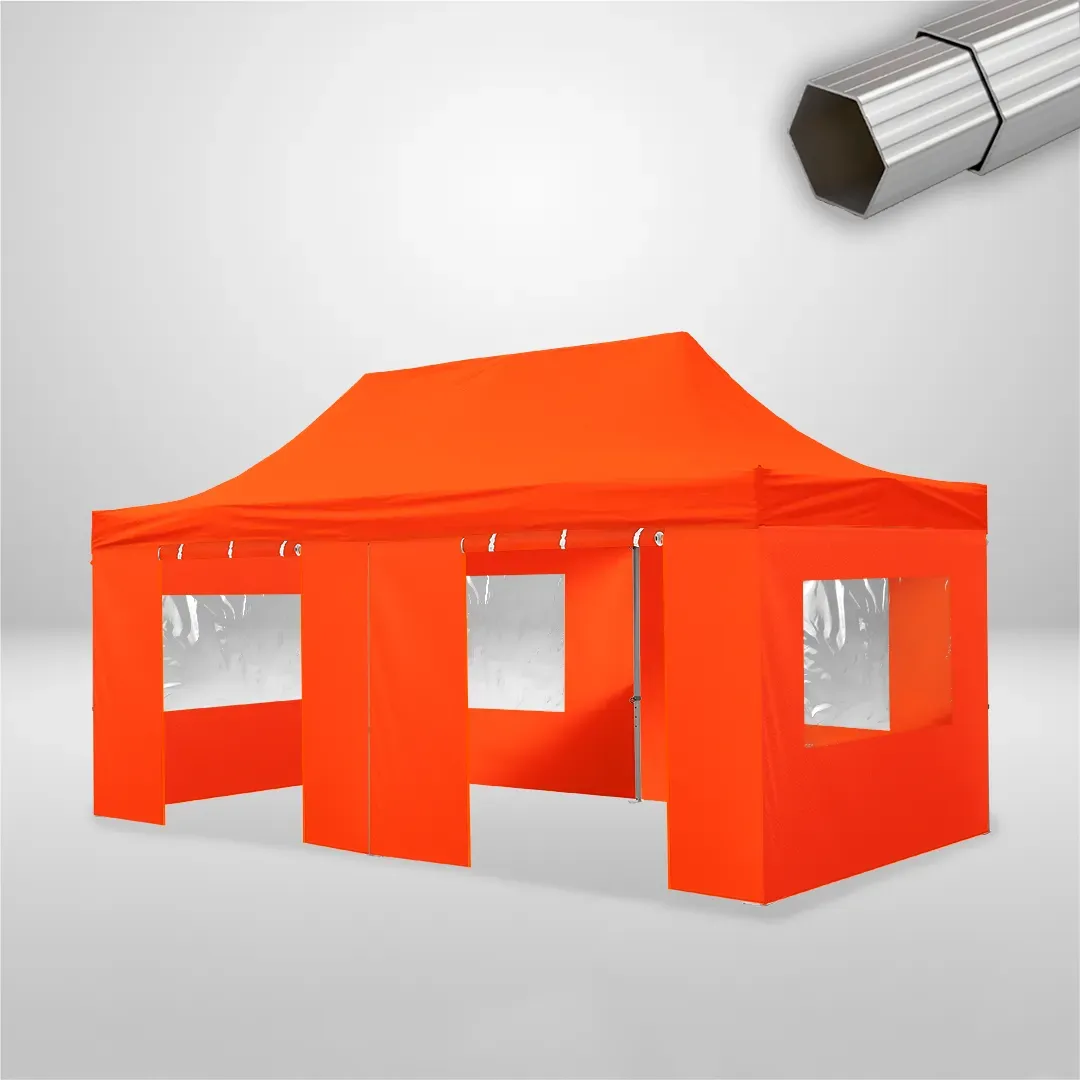 Carpa Plegable 6x3 m, Gama ELITE 50mm, 4 laterales con ventanas y 2 laterales con puerta, naranja 1 Carpa Plegable 6x3 m, Gama ELITE 50mm, 4 laterales con ventanas y 2 laterales con puerta, naranja