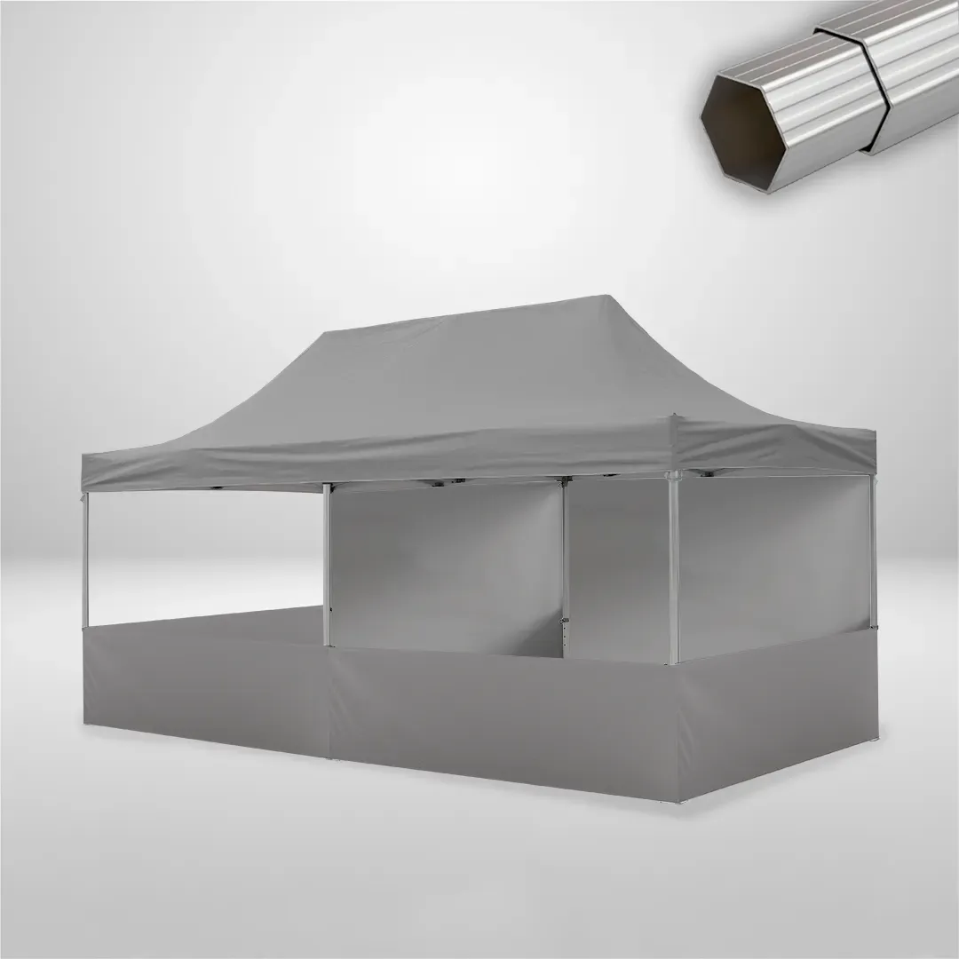 Carpa Plegable 6x3 m, Gama ELITE 50mm, 2 laterales lisos y 4 laterales a media altura, gris 1 Carpa Plegable 6x3 m, Gama ELITE 50mm, 2 laterales lisos y 4 laterales a media altura, gris