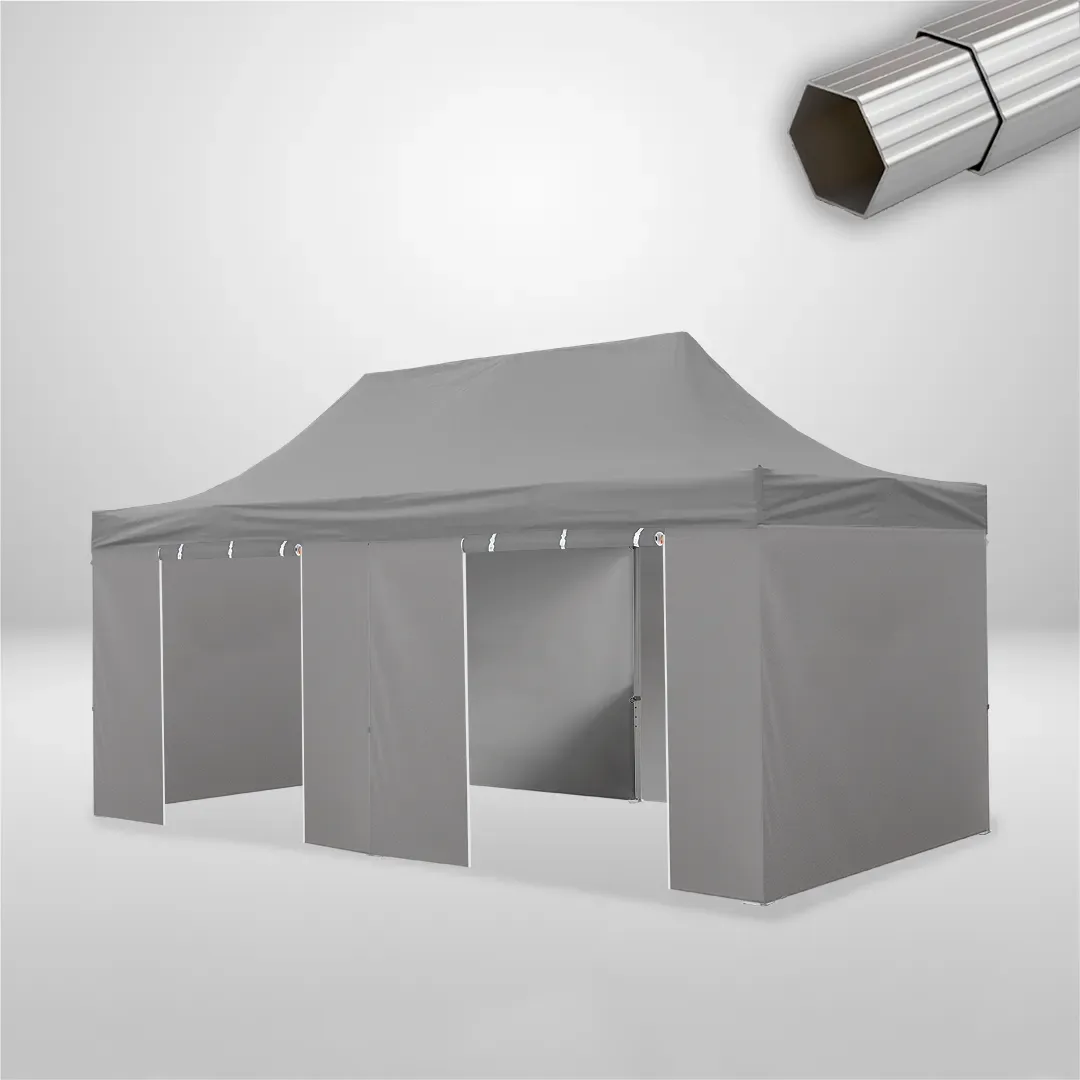 Carpa Plegable 6x3 m, Gama ELITE 50mm, 4 laterales lisos y 2 laterales con puerta, gris 1 Carpa Plegable 6x3 m, Gama ELITE 50mm, 4 laterales lisos y 2 laterales con puerta, gris