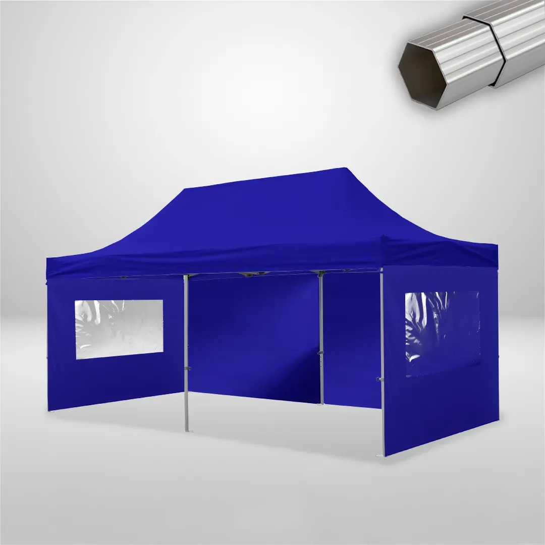 Carpa Plegable 6x3 m, Gama ELITE 50mm, 2 laterales lisos y 2 laterales con ventanas, azul 1 Carpa Plegable 6x3 m, Gama ELITE 50mm, 2 laterales lisos y 2 laterales con ventanas, azul