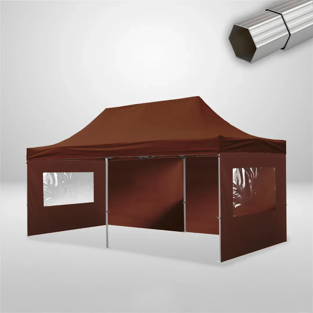 Carpa Plegable 6x3 m, Gama ELITE 50mm, 2 laterales lisos y 2 laterales con ventanas, marron 1 Carpa Plegable 6x3 m, Gama ELITE 50mm, 2 laterales lisos y 2 laterales con ventanas, marron