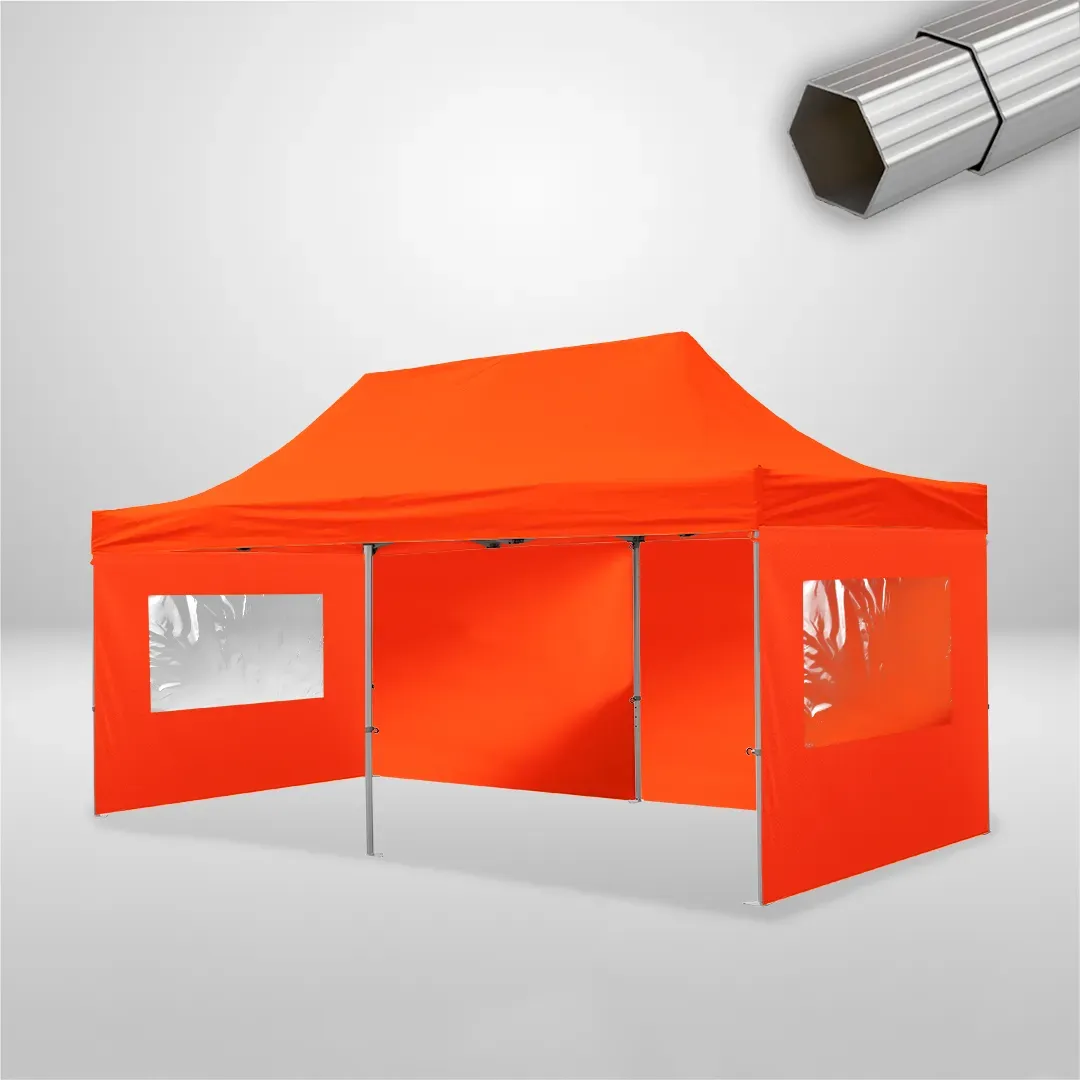 Carpa Plegable 6x3 m, Gama ELITE 50mm, 2 laterales lisos y 2 laterales con ventanas, naranja 1 Carpa Plegable 6x3 m, Gama ELITE 50mm, 2 laterales lisos y 2 laterales con ventanas, naranja