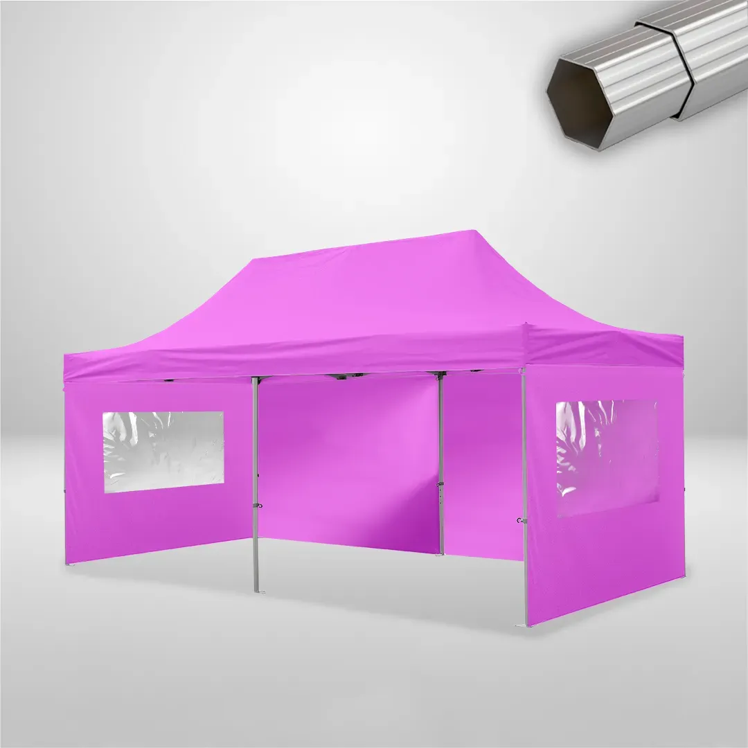 Carpa Plegable 6x3 m, Gama ELITE 50mm, 2 laterales lisos y 2 laterales con ventanas, rosa 1 Carpa Plegable 6x3 m, Gama ELITE 50mm, 2 laterales lisos y 2 laterales con ventanas, rosa