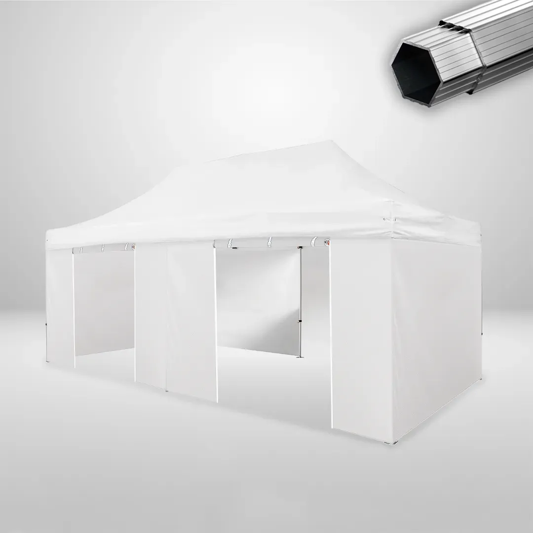 Carpa Plegable 6x3 m, Gama PLUS 40mm, 4 laterales lisos y 2 laterales con puerta, blanco 1 Carpa Plegable 6x3 m, Gama PLUS 40mm, 4 laterales lisos y 2 laterales con puerta, blanco