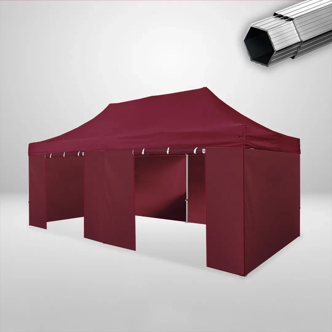 Carpa Plegable 6x3 m, Gama PLUS 40mm, 4 laterales lisos y 2 laterales con puerta, burdeos 1 Carpa Plegable 6x3 m, Gama PLUS 40mm, 4 laterales lisos y 2 laterales con puerta, burdeos