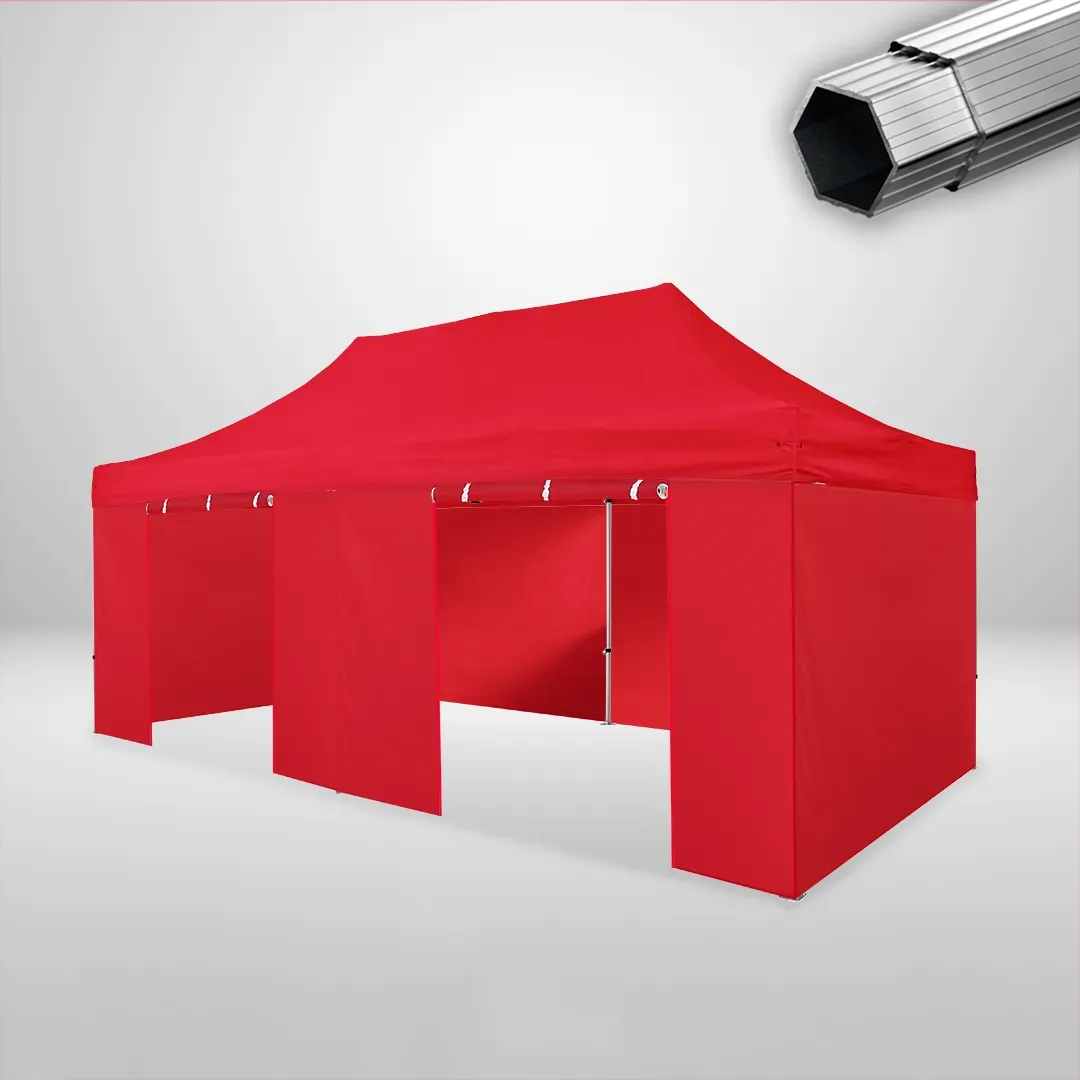 Carpa Plegable 6x3 m, Gama PLUS 40mm, 4 laterales lisos y 2 laterales con puerta, rojo 1 Carpa Plegable 6x3 m, Gama PLUS 40mm, 4 laterales lisos y 2 laterales con puerta, rojo