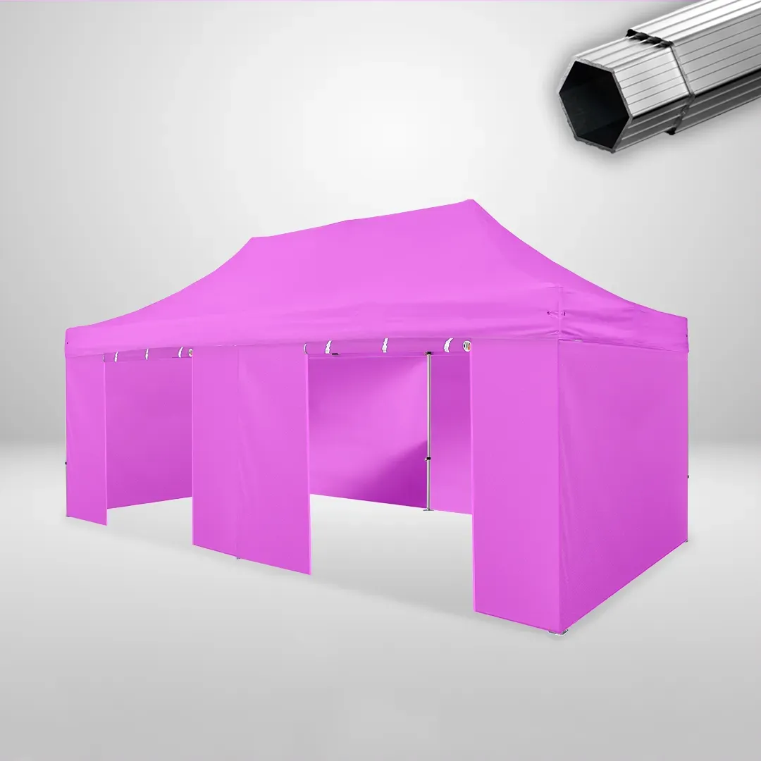 Carpa Plegable 6x3 m, Gama PLUS 40mm, 4 laterales lisos y 2 laterales con puerta, rosa 1 Carpa Plegable 6x3 m, Gama PLUS 40mm, 4 laterales lisos y 2 laterales con puerta, rosa