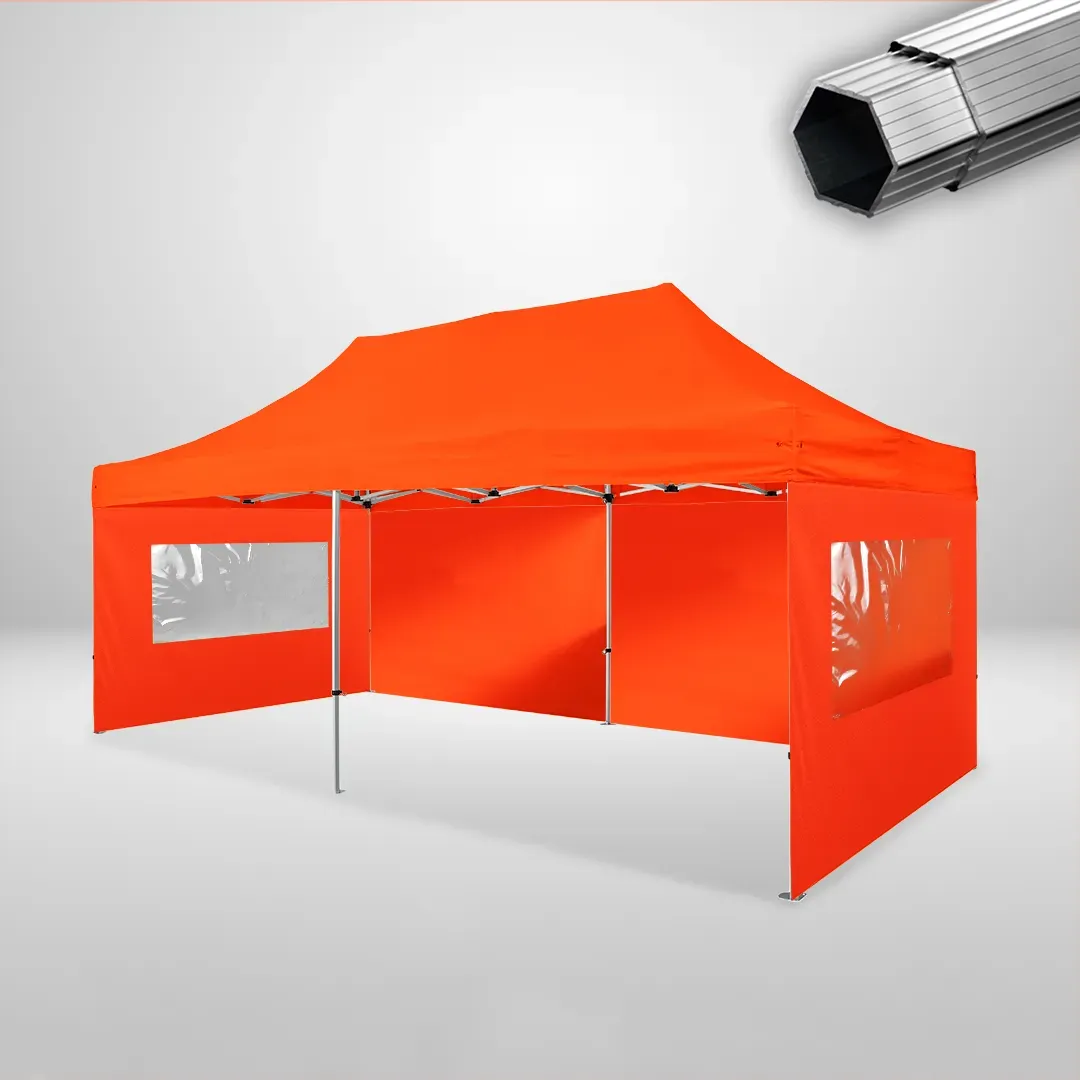 Carpa Plegable 6x3 m, Gama PLUS 40mm, 2 laterales lisos y 2 laterales con ventanas, naranja 1 Carpa Plegable 6x3 m, Gama PLUS 40mm, 2 laterales lisos y 2 laterales con ventanas, naranja