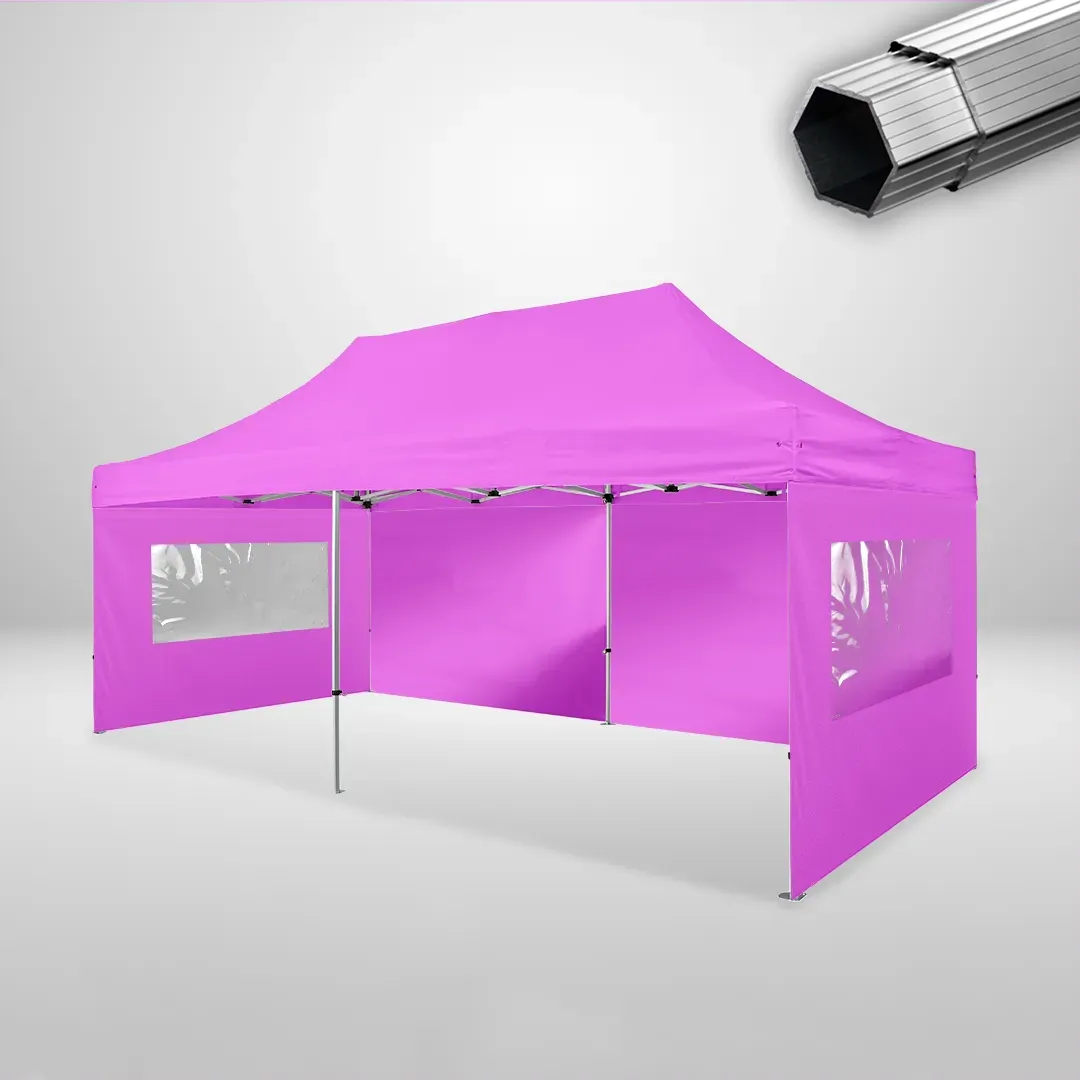 Carpa Plegable 6x3 m, Gama PLUS 40mm, 2 laterales lisos y 2 laterales con ventanas, rosa 1 Carpa Plegable 6x3 m, Gama PLUS 40mm, 2 laterales lisos y 2 laterales con ventanas, rosa