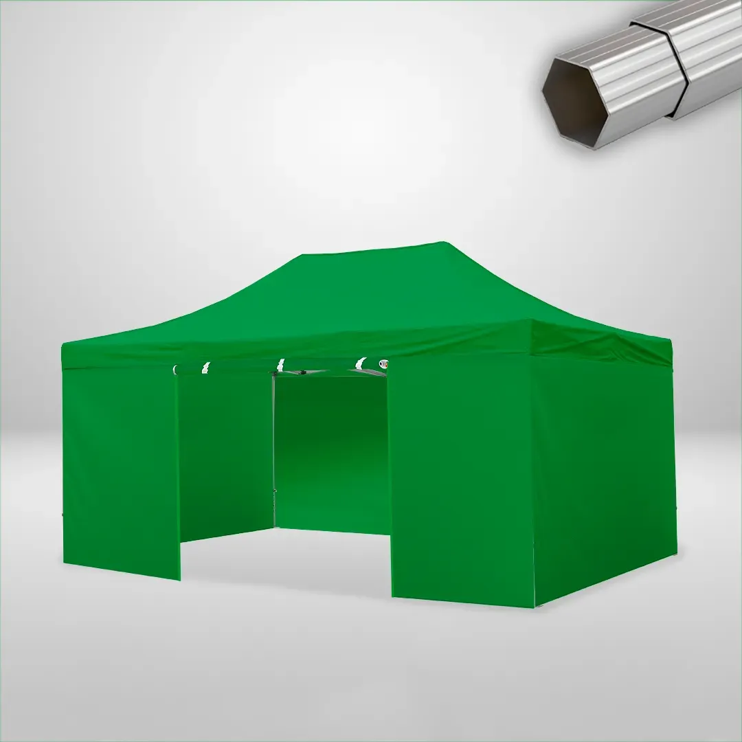 Carpa Plegable 6x4 m de 4 pilares, Gama ELITE 50mm, 3 laterales lisos y 1 lateral con puerta, verde botella 1 Carpa Plegable 6x4 m de 4 pilares, Gama ELITE 50mm, 3 laterales lisos y 1 lateral con puerta, verde botella