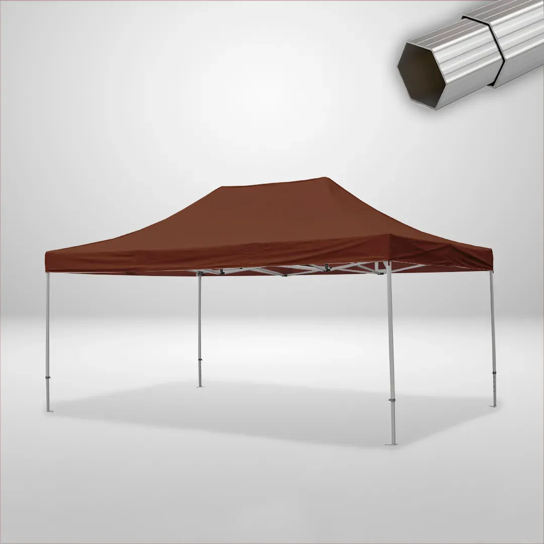 Carpa Plegable 6x4 m de 4 pilares, Gama ELITE 50mm, Sin laterales, marron 1 Carpa Plegable 6x4 m de 4 pilares, Gama ELITE 50mm, Sin laterales, marron