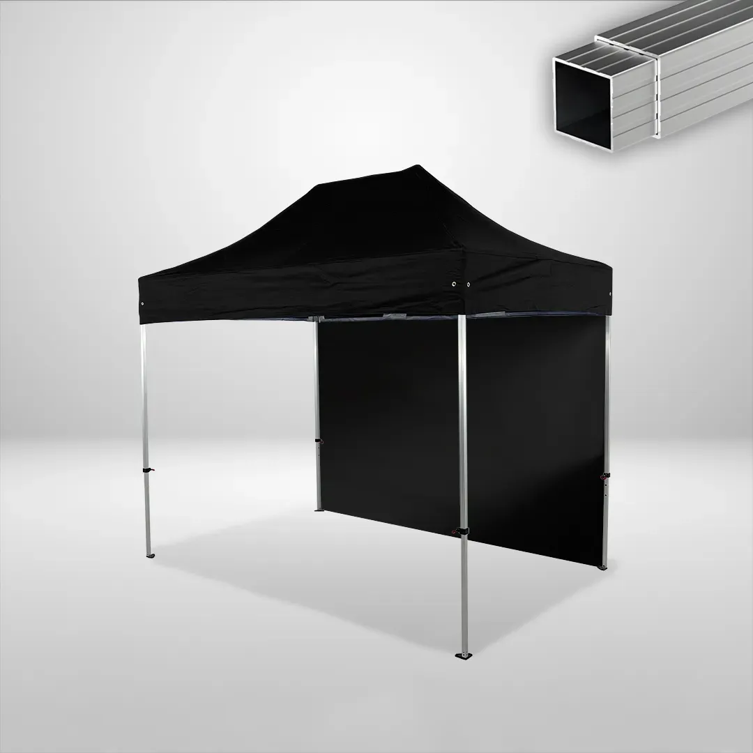 Carpa Plegable 3x2 m, Gama ECO 32mm, 1 lateral liso, negro