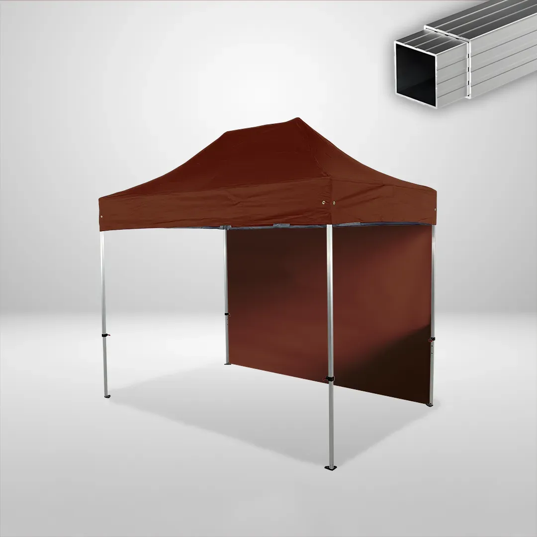 Carpa Plegable 3x2 m, Gama ECO 32mm, 1 lateral liso, marron