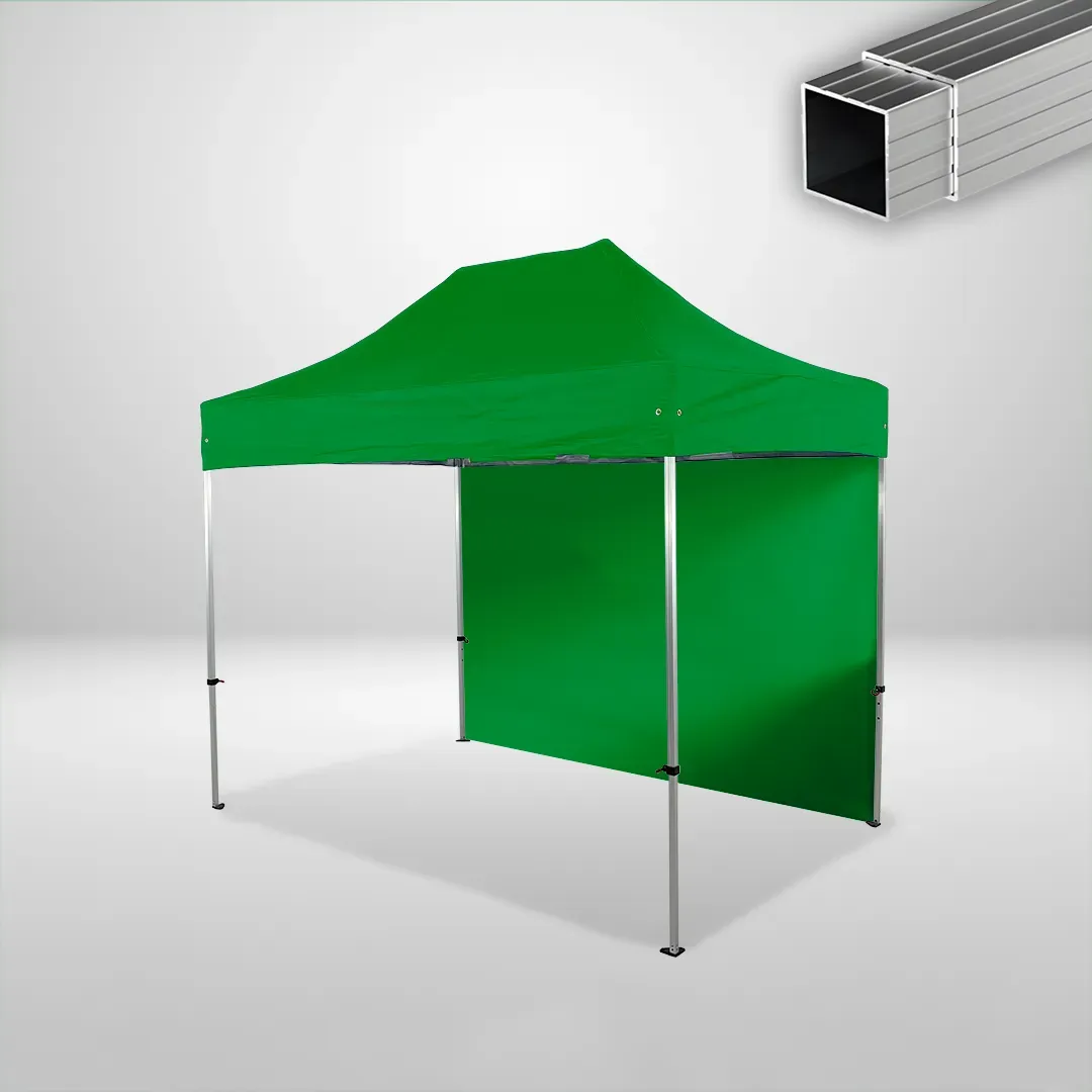 Carpa Plegable 3x2 m, Gama ECO 32mm, 1 lateral liso, verde botella