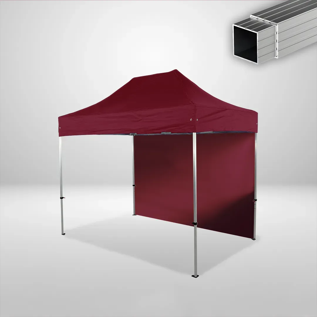 Carpa Plegable 3x2 m, Gama ECO 32mm, 1 lateral liso, burdeos