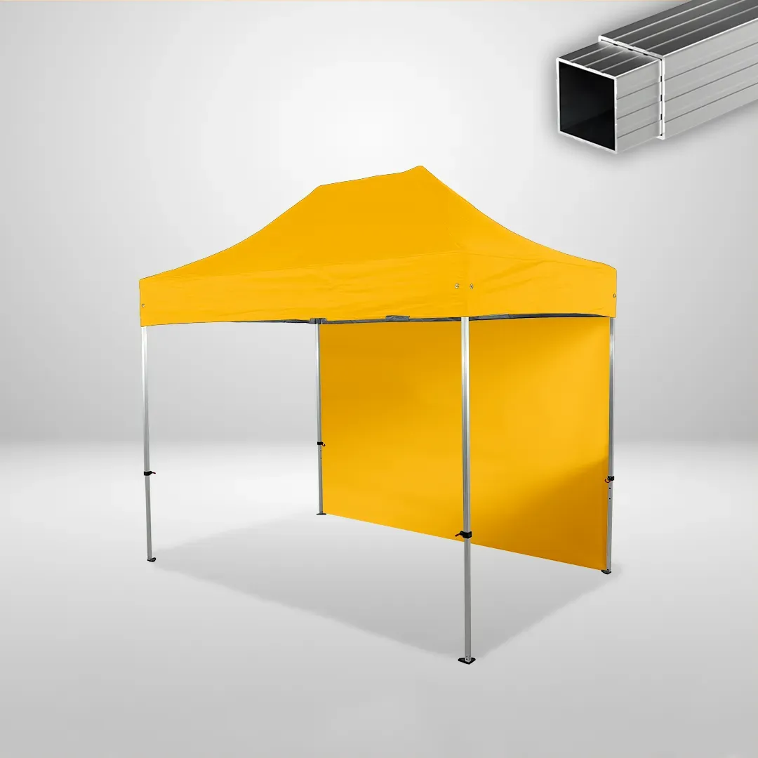 Carpa Plegable 3x2 m, Gama ECO 32mm, 1 lateral liso, amarillo