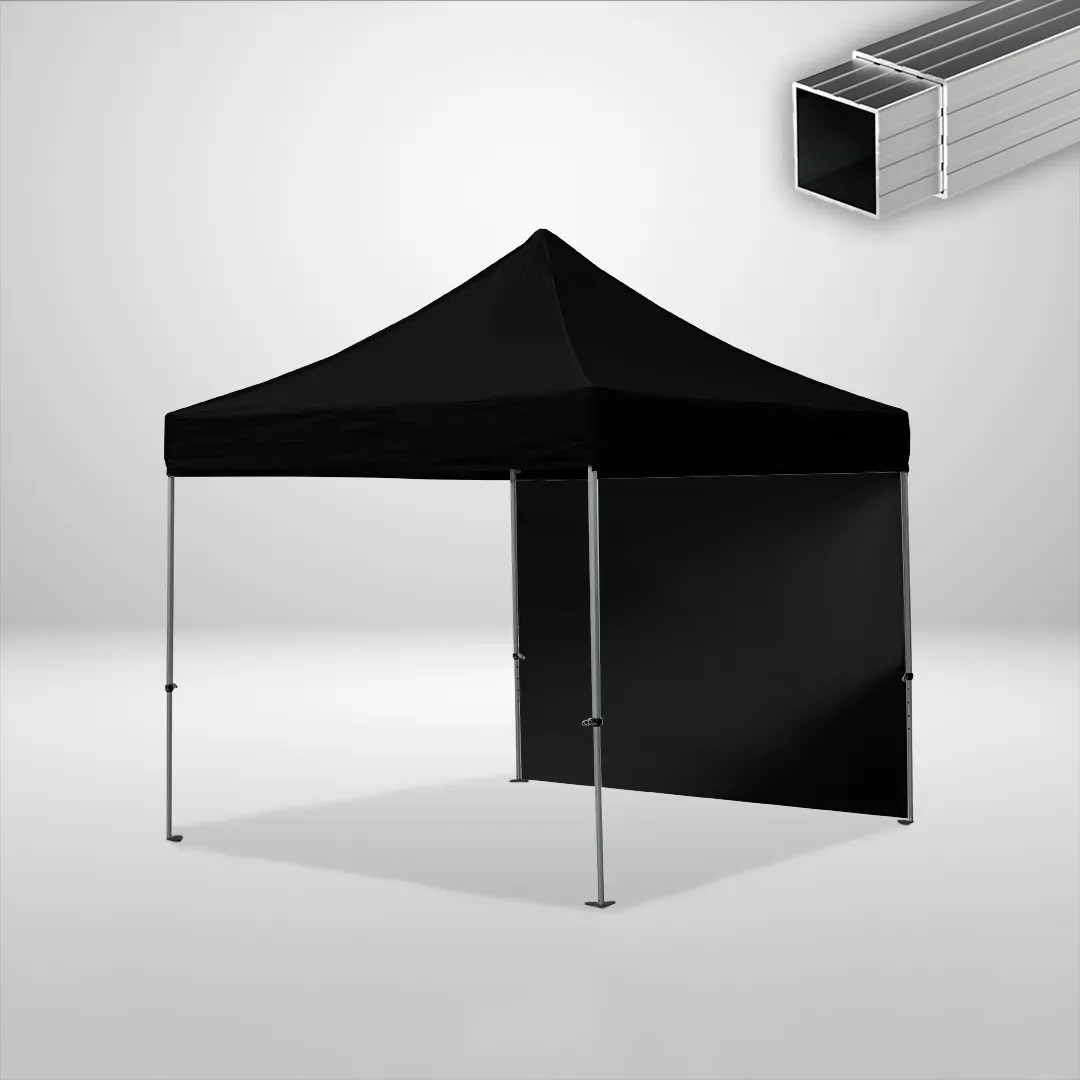 Carpa Plegable 3x3 m, Gama ECO 32mm, 1 lateral liso, negro