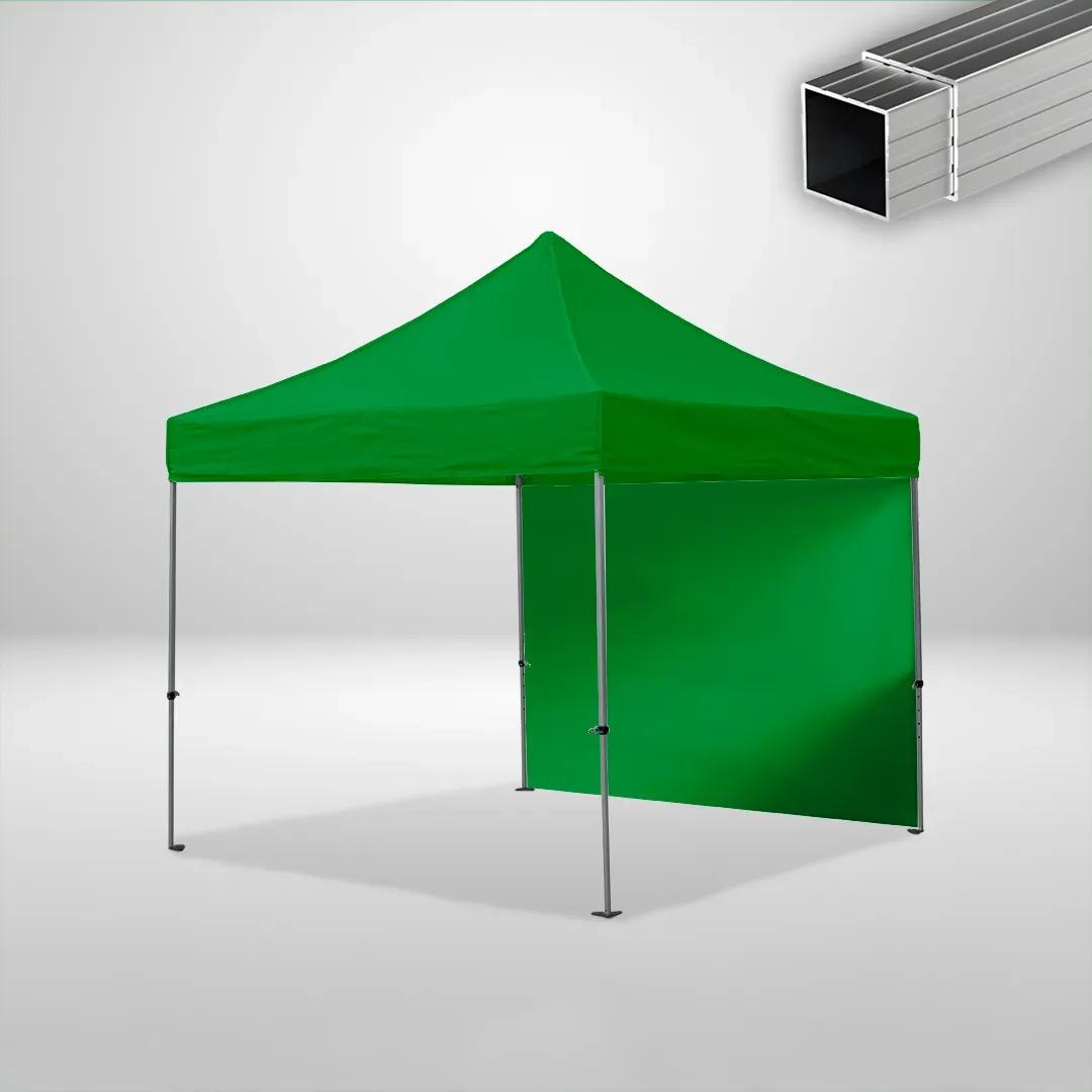 Carpa Plegable 3x3 m, Gama ECO 32mm, 1 lateral liso, verde botella
