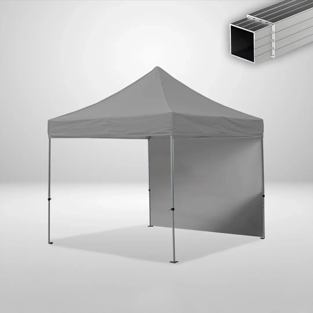 Carpa Plegable 3x3 m, Gama ECO 32mm, 1 lateral liso, gris
