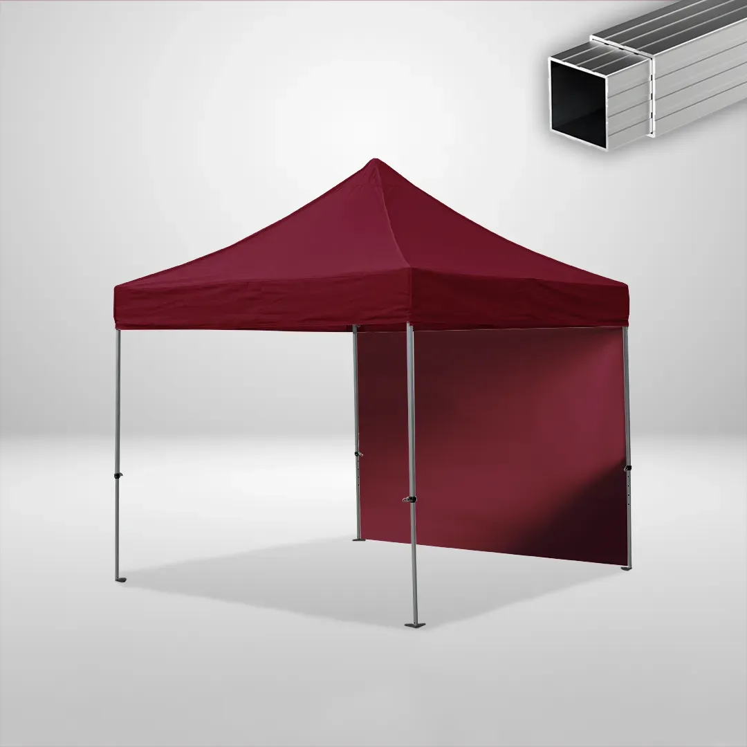 Carpa Plegable 3x3 m, Gama ECO 32mm, 1 lateral liso, burdeos