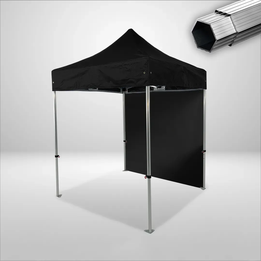 Carpa Plegable 2x2 m, Gama PLUS 40mm, 1 lateral liso, negro