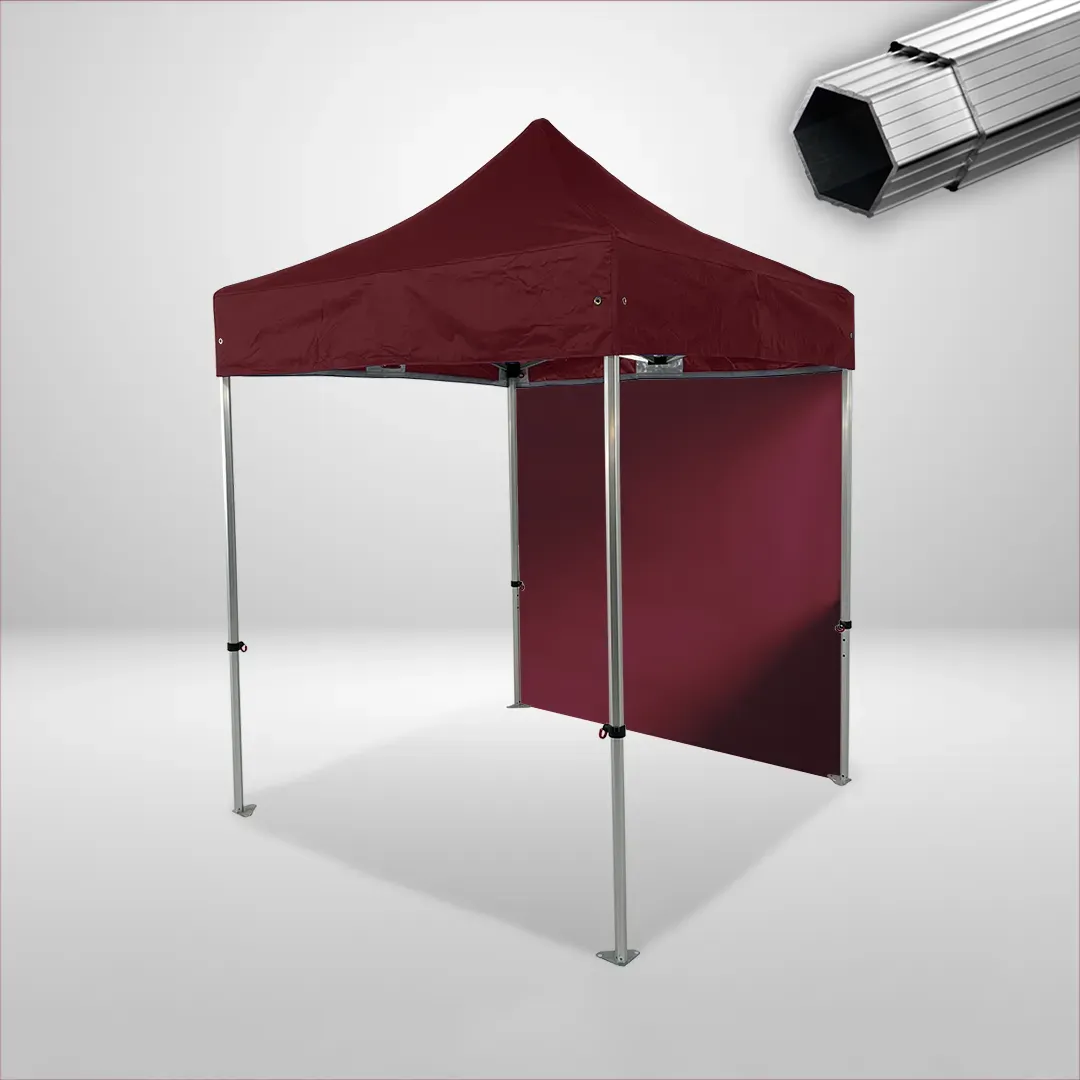 Carpa Plegable 2x2 m, Gama PLUS 40mm, 1 lateral liso, burdeos