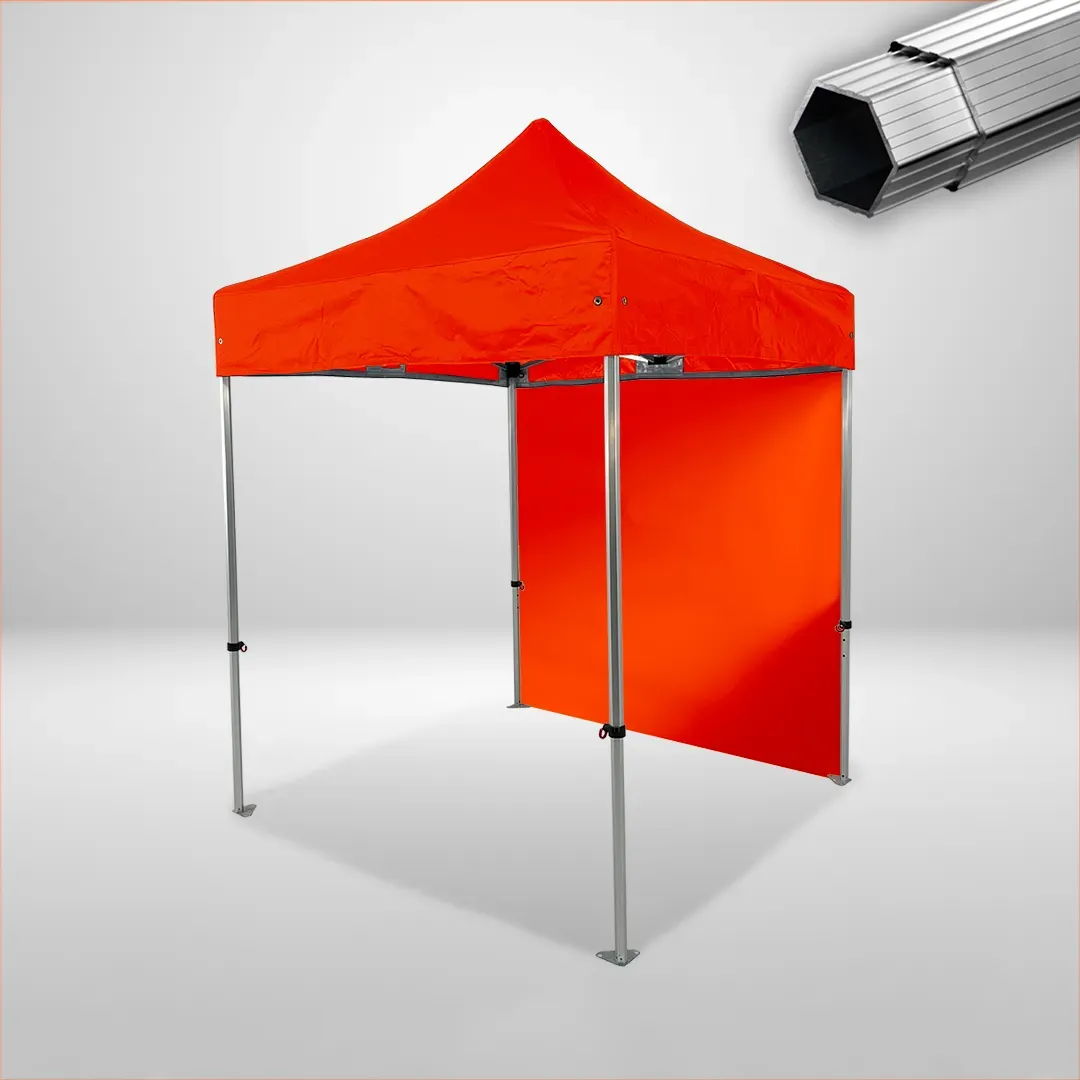 Carpa Plegable 2x2 m, Gama PLUS 40mm, 1 lateral liso, naranja