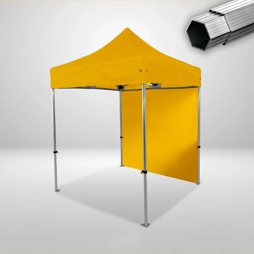 Carpa Plegable 2x2 m, Gama PLUS 40mm, 1 lateral liso, amarillo