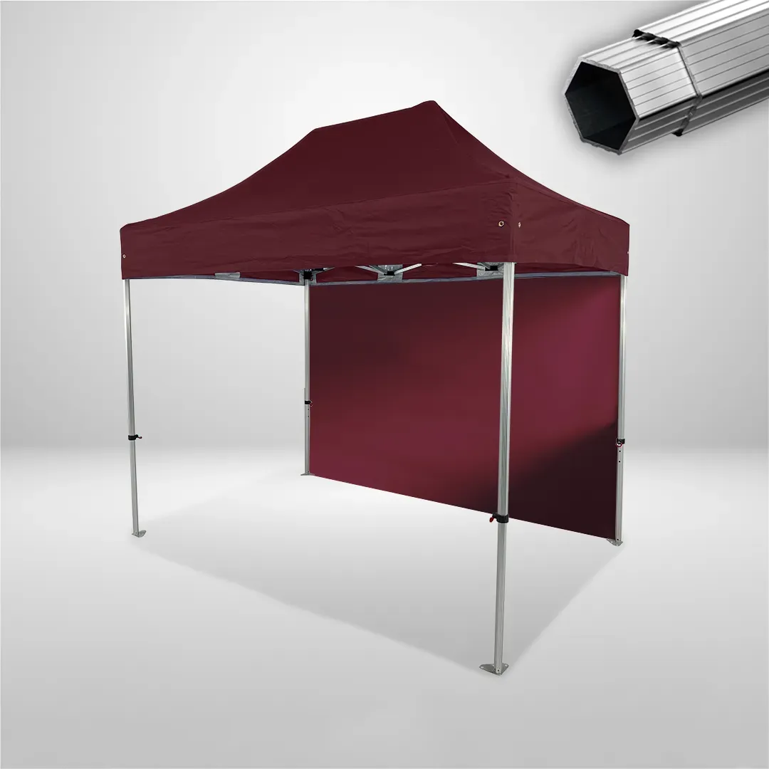 Carpa Plegable 3x2 m, Gama PLUS 40mm, 1 lateral liso, burdeos
