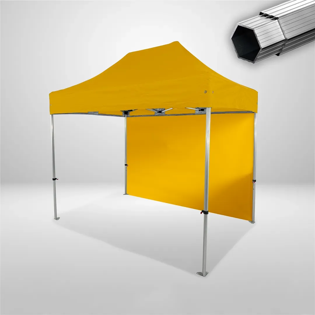 Carpa Plegable 3x2 m, Gama PLUS 40mm, 1 lateral liso, amarillo