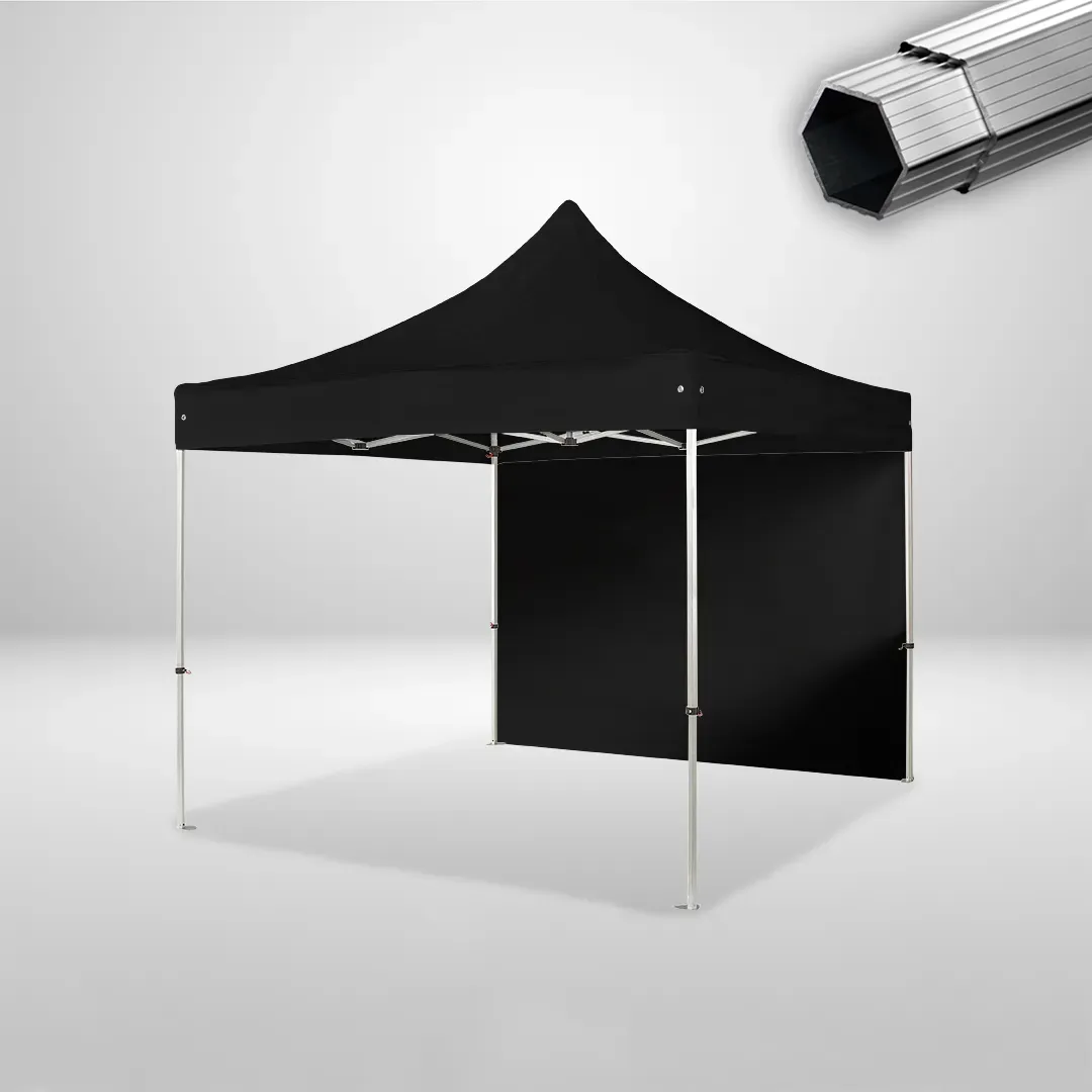 Carpa Plegable 3x3 m, Gama PLUS 40mm, 1 lateral liso, negro