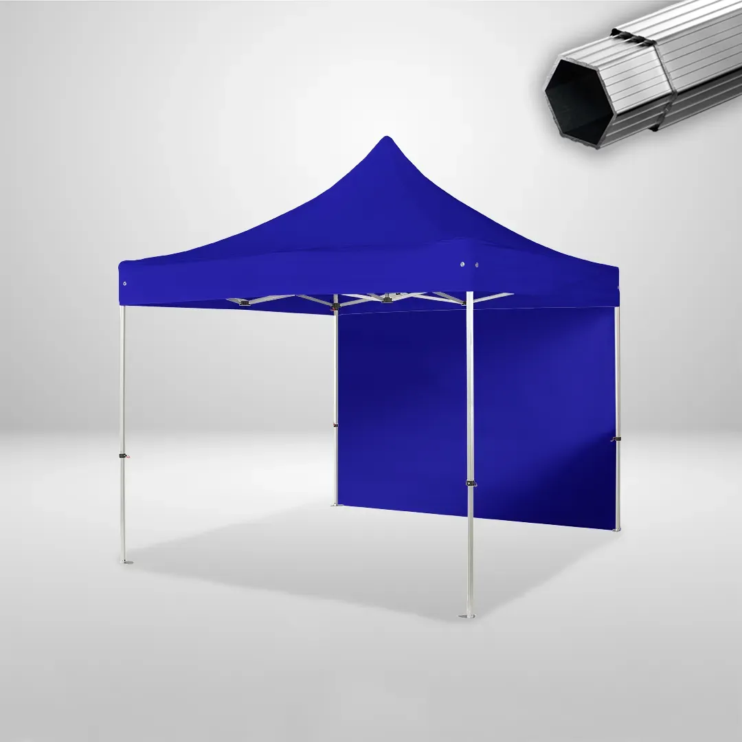 Carpa Plegable 3x3 m, Gama PLUS 40mm, 1 lateral liso, azul