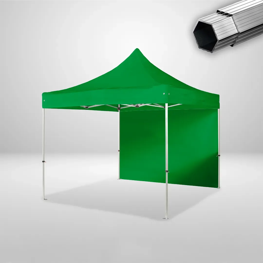 Carpa Plegable 3x3 m, Gama PLUS 40mm, 1 lateral liso, verde botella