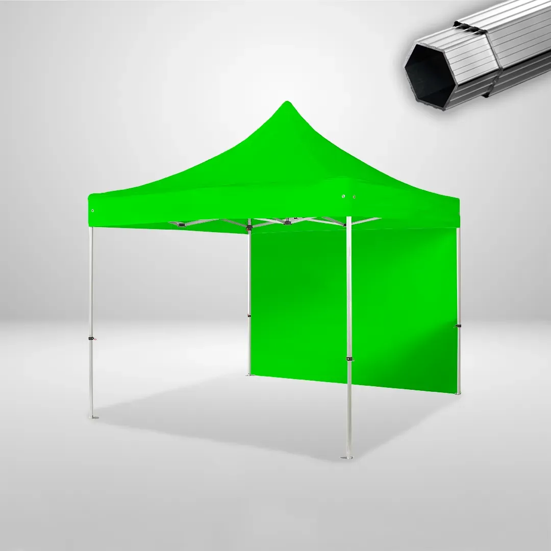 Carpa Plegable 3x3 m, Gama PLUS 40mm, 1 lateral liso, verde lima