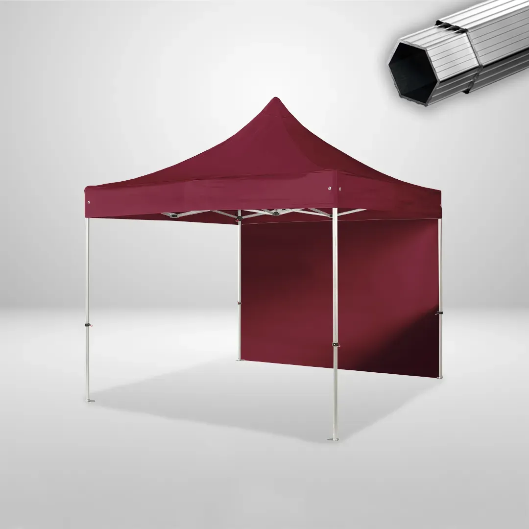 Carpa Plegable 3x3 m, Gama PLUS 40mm, 1 lateral liso, burdeos