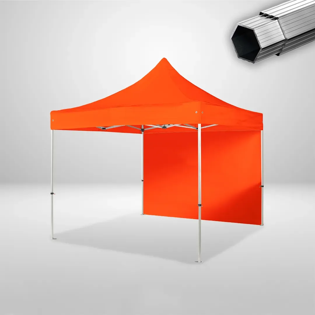 Carpa Plegable 3x3 m, Gama PLUS 40mm, 1 lateral liso, naranja