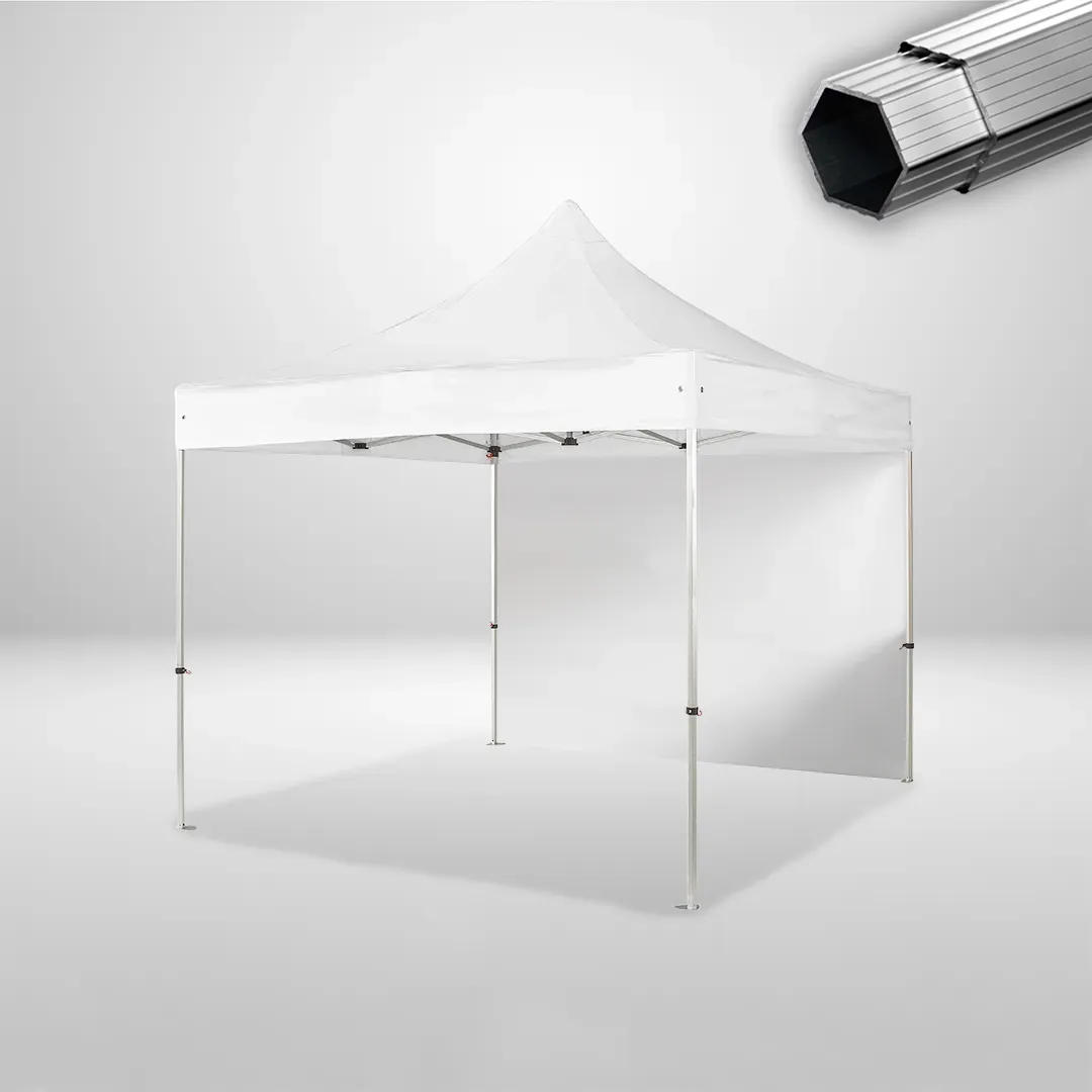 Carpa Plegable 3x3 m, Gama PLUS 40mm, 1 lateral liso, blanco