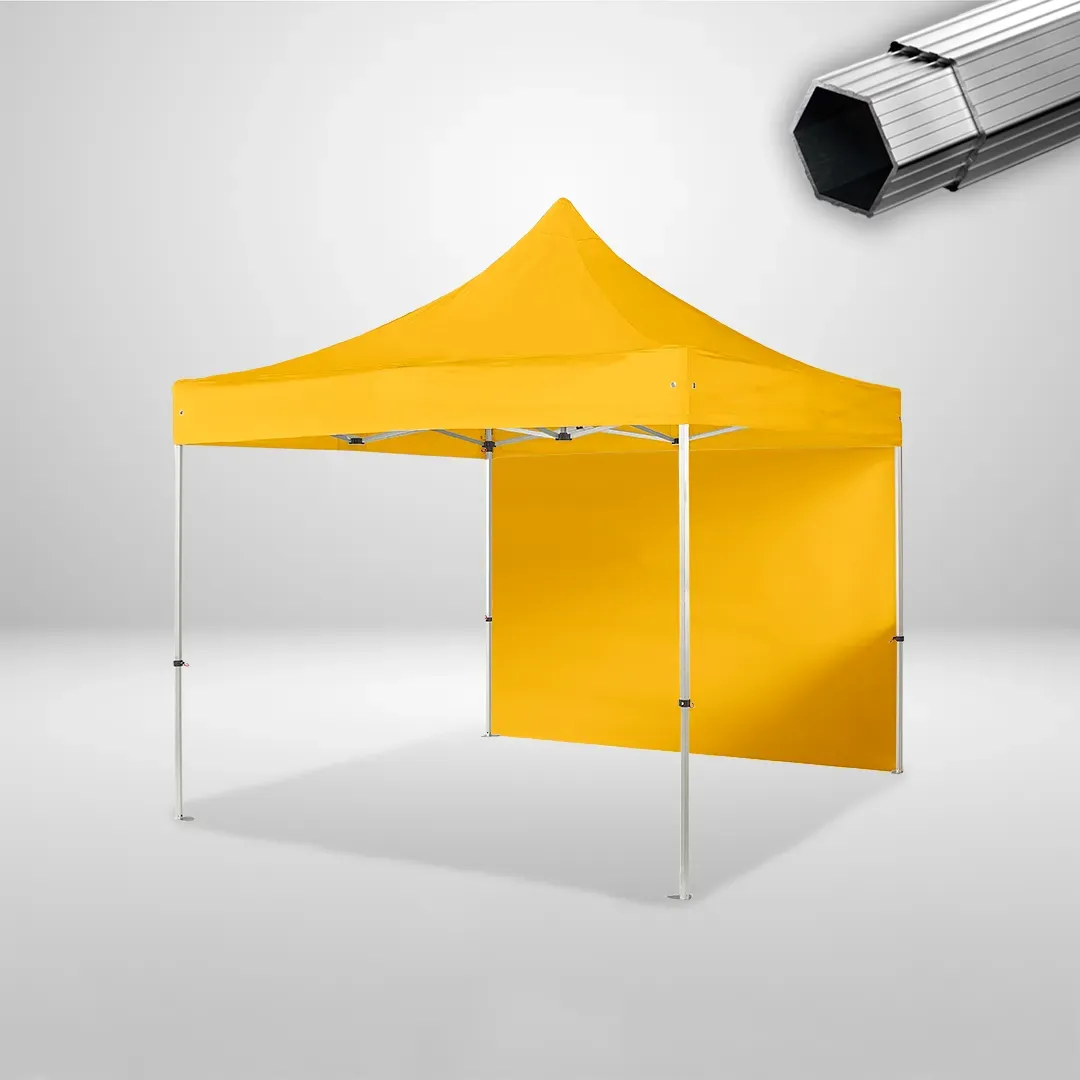 Carpa Plegable 3x3 m, Gama PLUS 40mm, 1 lateral liso, amarillo