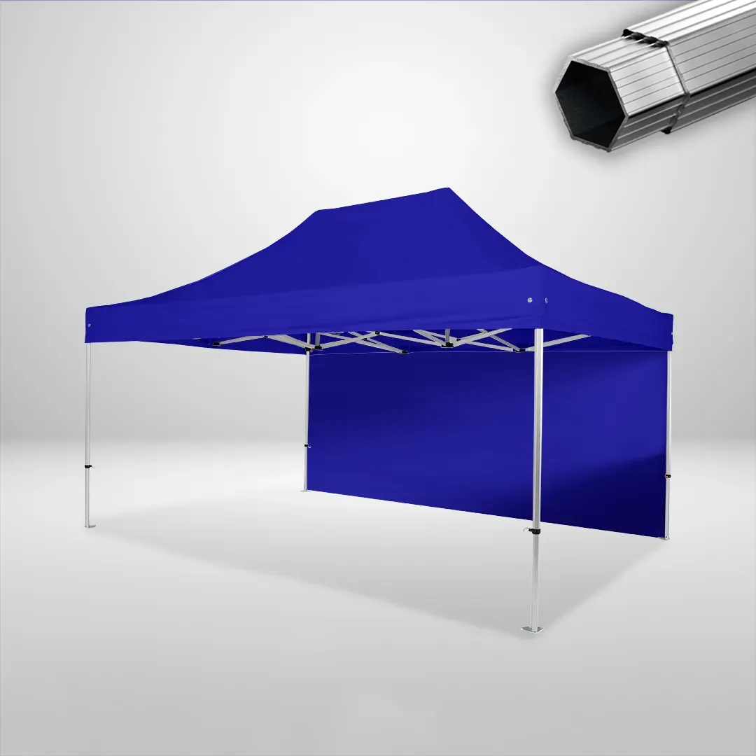 Carpa Plegable 3x4.5 m, Gama PLUS 40mm, 1 lateral liso, azul