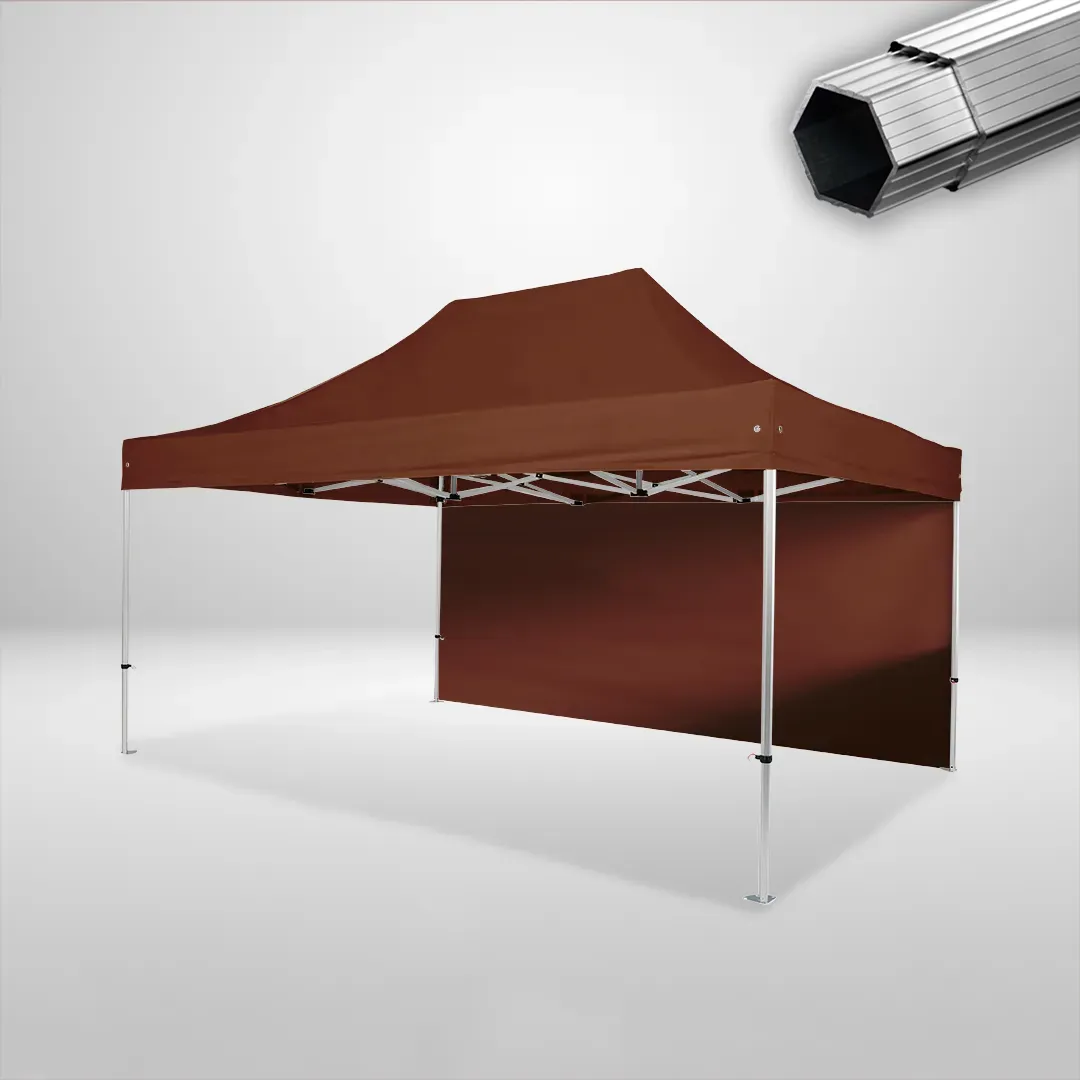 Carpa Plegable 3x4.5 m, Gama PLUS 40mm, 1 lateral liso, marron