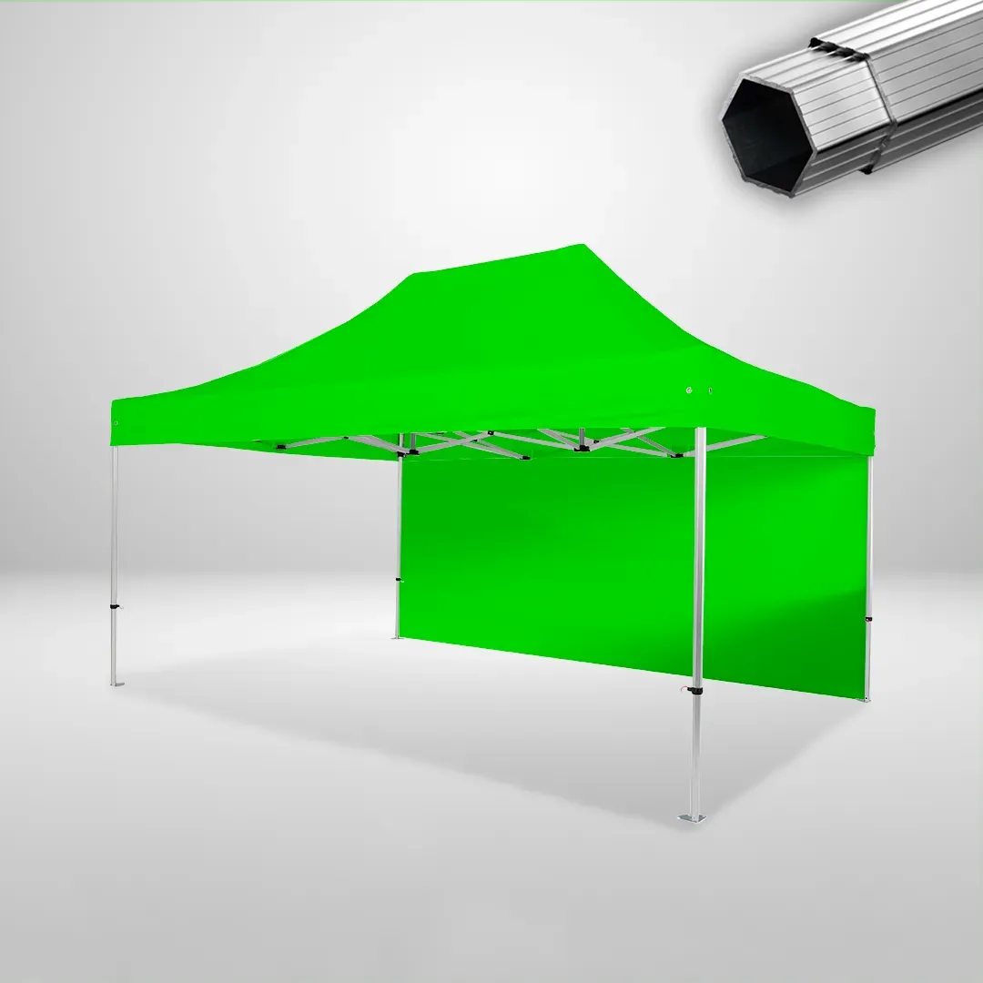 Carpa Plegable 3x4.5 m, Gama PLUS 40mm, 1 lateral liso, verde lima