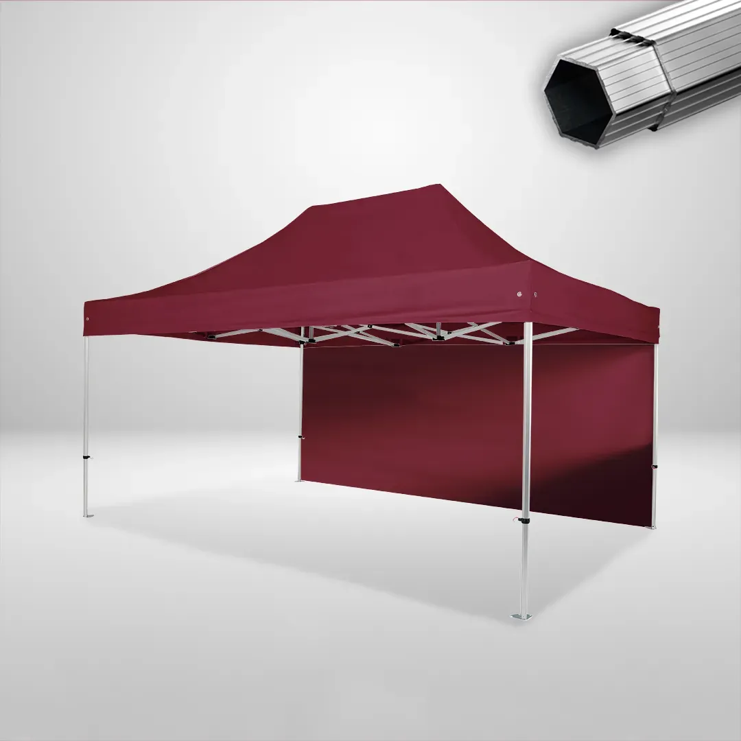 Carpa Plegable 3x4.5 m, Gama PLUS 40mm, 1 lateral liso, burdeos