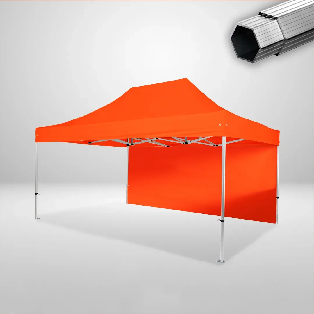 Carpa Plegable 3x4.5 m, Gama PLUS 40mm, 1 lateral liso, naranja