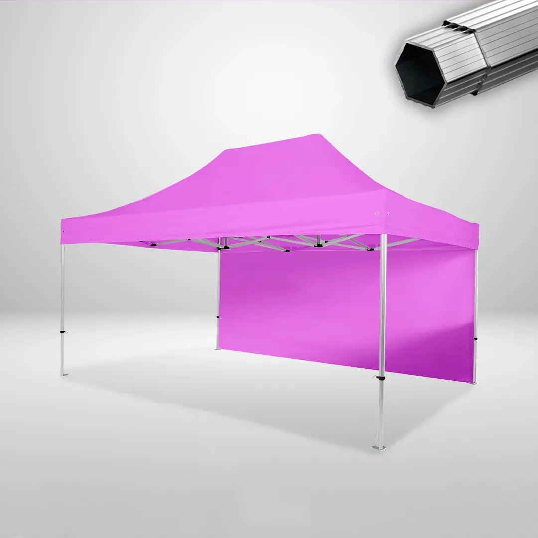 Carpa Plegable 3x4.5 m, Gama PLUS 40mm, 1 lateral liso, rosa