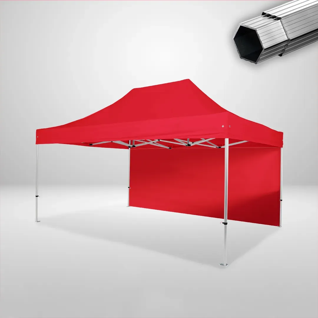 Carpa Plegable 3x4.5 m, Gama PLUS 40mm, 1 lateral liso, rojo